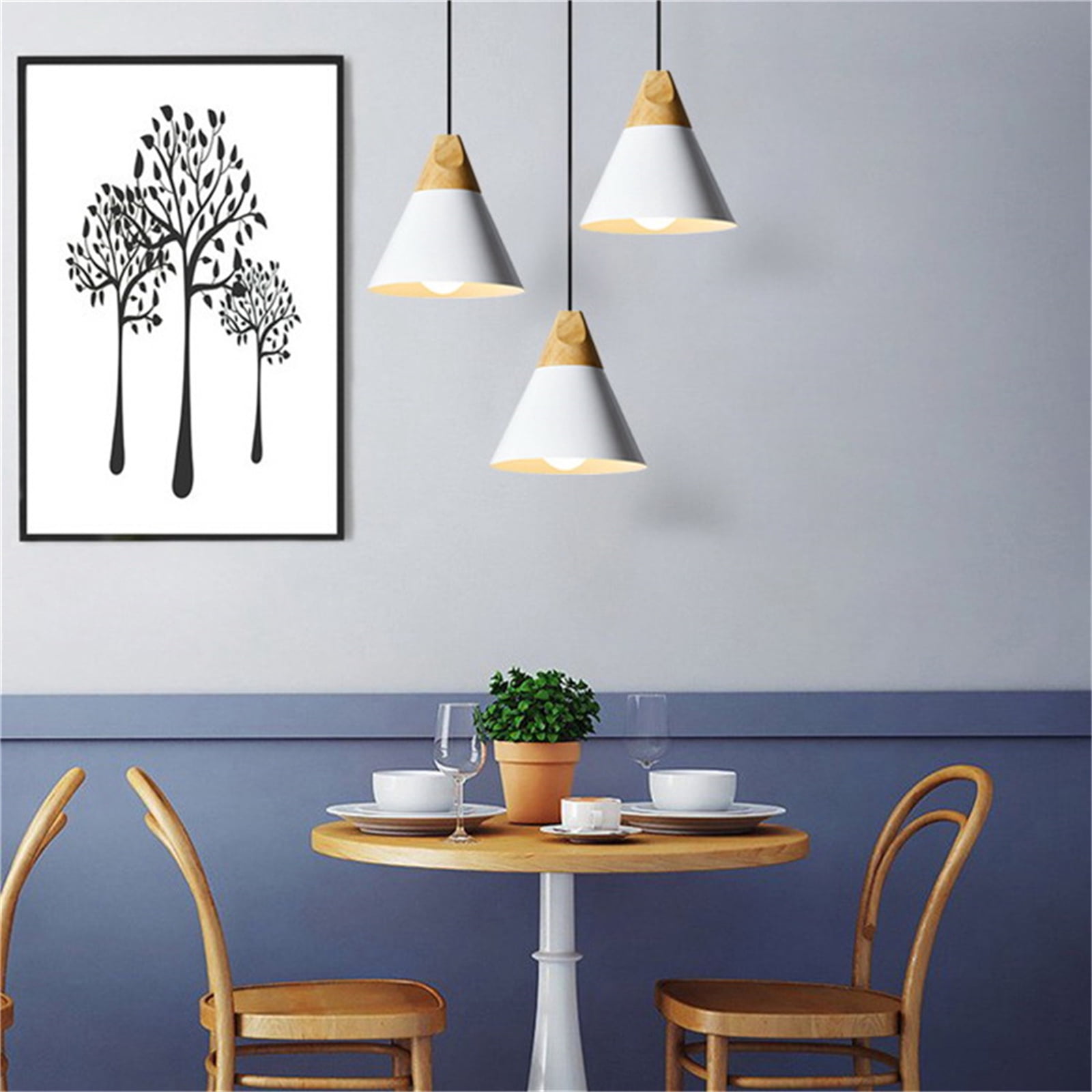 JLOWCO Plug in Pendant Light Modern Hanging Lights with Plug in Cord Bedroom Farmhouse Light Fixtures Kitchen Rustic Pendant Lights Kitchen Island White (LED Bulb Include)