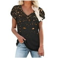 thumbnail image 3 of Fesfesfes Women Tops Womens Spring And Summer Casual V-Neck T-shirt Printed Short Sleeved Womans Under Shirt XL(US:10), 3 of 6