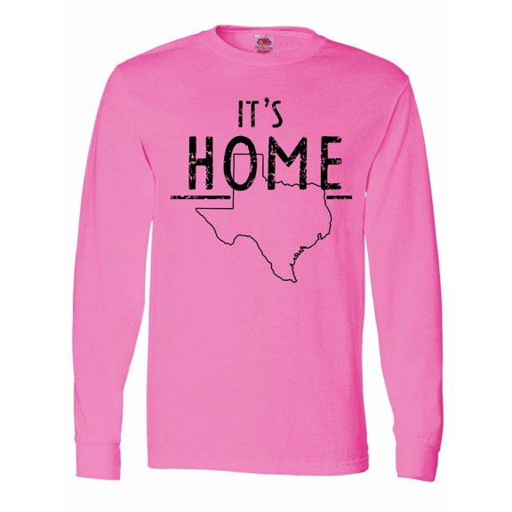 Inktastic Its Home State of Texas Outline Distressed Text Long Sleeve T-Shirt