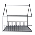 thumbnail image 5 of Full Size House Bed with Two Side Fence,Metal Platform Bed Frame with Roof for Bedroom,Living Room,No Box Spring Required,Black, 5 of 9