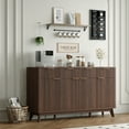 thumbnail image 4 of 60 Inch Farmhouse Fluted Sideboard Buffet Cabinet, Wooden Storage Console with Drawers and Adjustable Shelves, Multi-use Coffee Bar for Kitchen and Living Room, 4 of 7