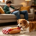 thumbnail image 6 of Interactive Squeaky Hot Dog Dog Toy Plush Snuffle Mat with Hidden Food Pocket and Crinkle Paper Enrichment Puzzle Toy for Puppy Teething Foraging and Mental Stimulation - Multicolored, 6 of 7