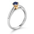 thumbnail image 3 of Gem Stone King 10K White and Yellow Gold Blue Created Sapphire Solitaire Engagement Ring for Women (0.25 Cttw, Gemstone September Birthstone, Round 4MM, Size 5), 3 of 4
