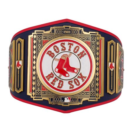 Boston Red Sox Championship Belt Metal Plates Hand-Tooled Leather Strap Adult Size Collectible