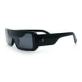 thumbnail image 6 of Bold Narrow Rectangle Shield Inset Lens 80s Robotic Plastic Sunglasses Shiny Black - Black, 6 of 8