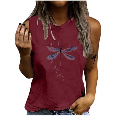 

YFPWM Trendy Casual Summer Tops for Women 2022 Silk Blouse Nursing Tops Bustier Tops Concert Tops Sleeveless Print Shirt Thin Vest