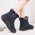 thumbnail image 6 of comerut 1 Pair Snow Boots Non-slip Plush Lined Zipper Embroidery Letters Waterproof Flat Sole Winter Warm Women Ankle Shoes Streetwear, 6 of 7