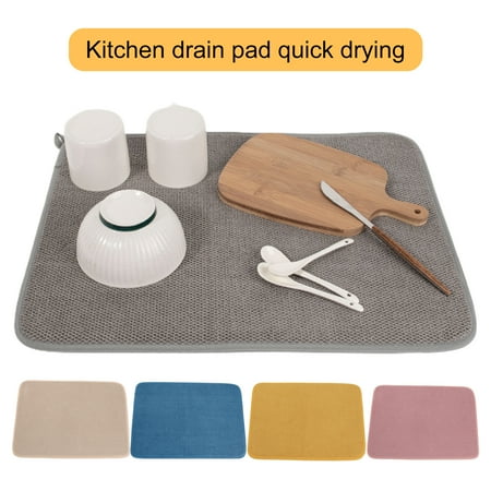 

Riguas 2Pcs Drying Pad Great Water Absorption Microfiber Quick Drying Easy to Clean Counter Drainer Pads Kitchen Supplies