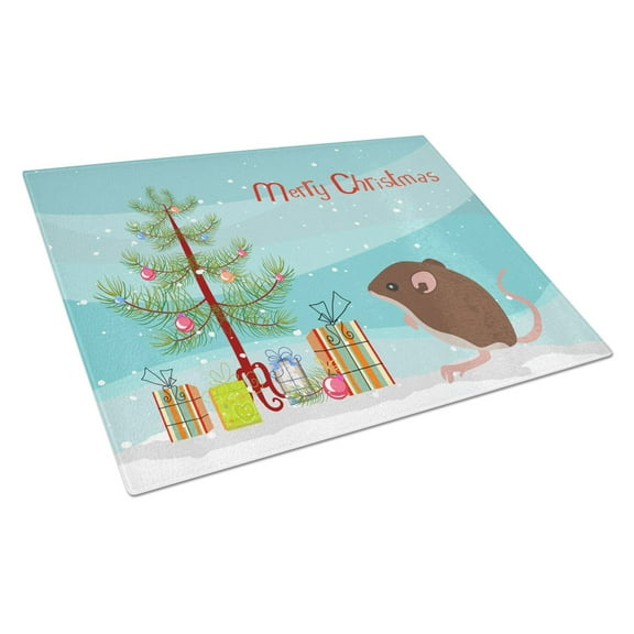 Caroline's Treasures CK4460LCB Baby Mouse Merry Christmas Glass Cutting Board Large, 12H x 16W, multicolor