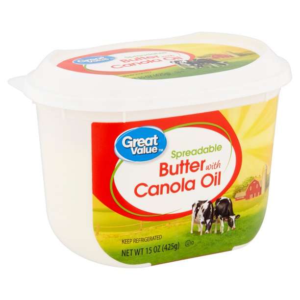 Great Value Spreadable Butter with Canola Oil, 15 oz Tub