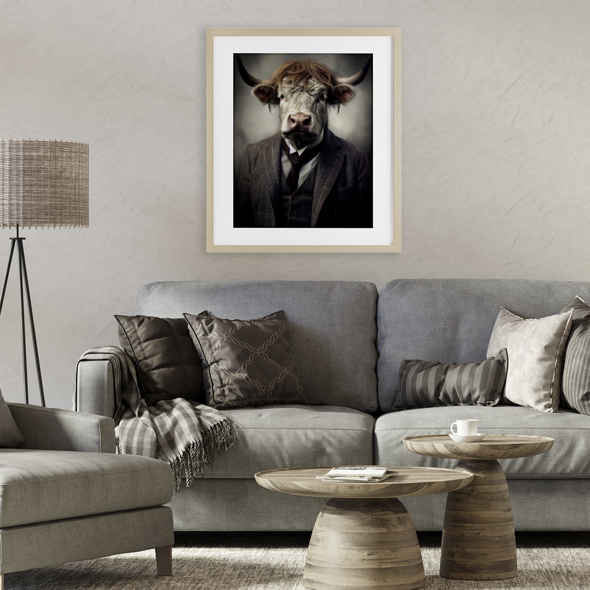 Stupell Industries Sophisticated Bull Portrait Birch Framed Print Under Glass, design by Ray Powers