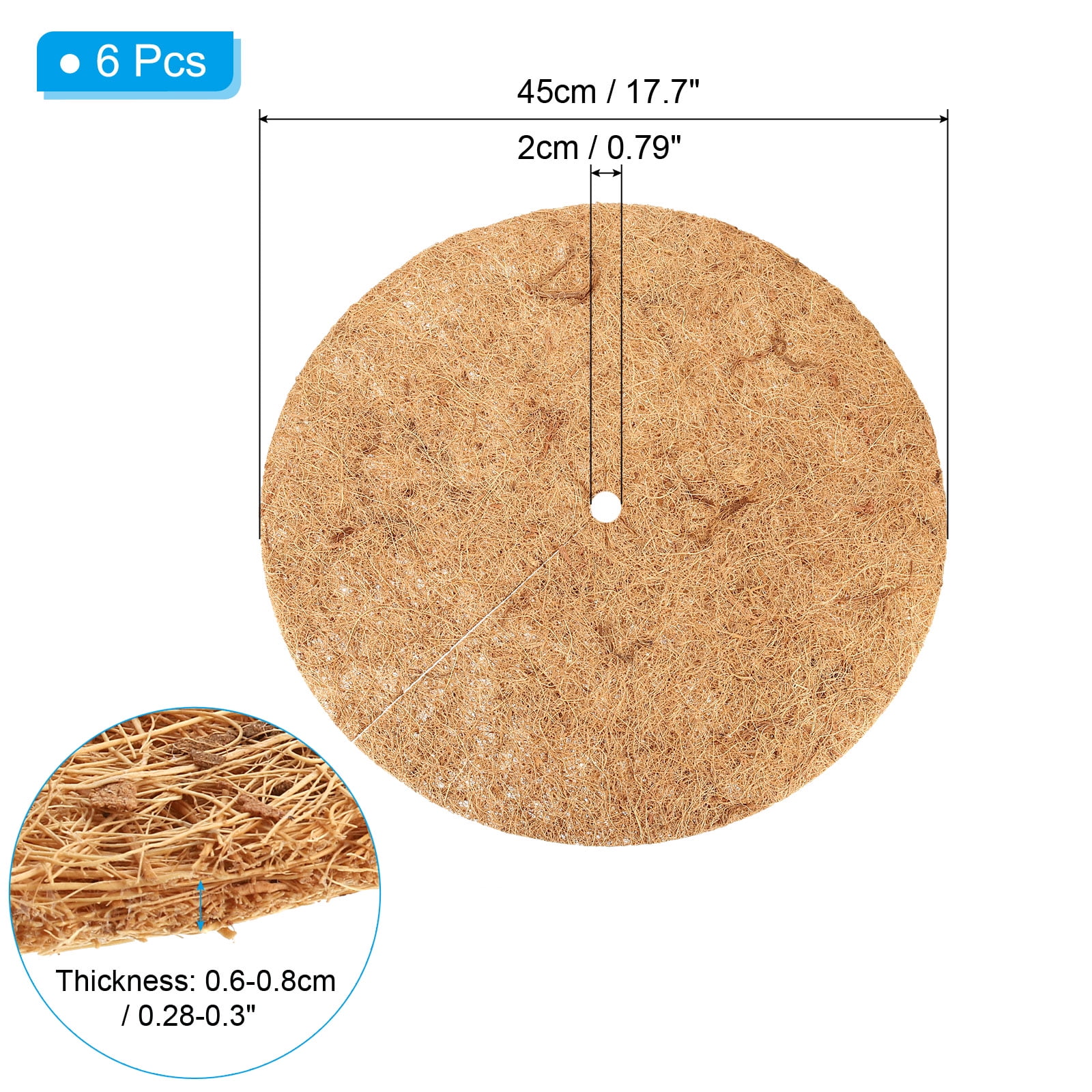Uxcell 18 Inch Coconut Fibers Mulch Ring, Coco Coir Tree Protector Mats Tree Disc Plant Cover Protection, 6Pcs