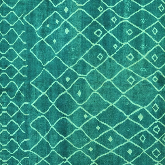 Ahgly Company Machine Washable Indoor Square Abstract Turquoise Blue Modern Area Rugs, 7' Square