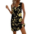 thumbnail image 3 of Summer Dresses for Women 2026 Plus Size Floral Printed V-Neck Sleeveless Casual Summer A-Line Loose Dress with Pockets, 3 of 8