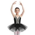 thumbnail image 2 of Mufeng Toddler Girls Lyrical Dance Dress Sparkly Dance Skirted Leotards Ballerina Performance Tutu Black 6, 2 of 6