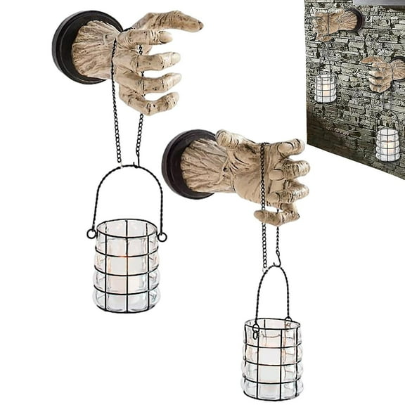 Which Hand Candle Holder Witch's Wall Hanging Statues Resin Art Decorative Sculpture Prop For Halloween Party Supplies