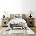 thumbnail image 4 of Ambesonne Rustic Quilted Bedspread Set 2 Pcs, Bathing Cow and Chamomiles, Twin Size, Coconut White and Cinnamon, 4 of 5