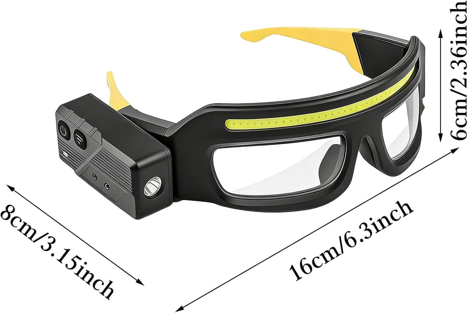 LED Rechargeable Headlamp Glasses: Motion Sensor & Touch Control Light-Up Eyewear (Yellow)（1pcs,H）