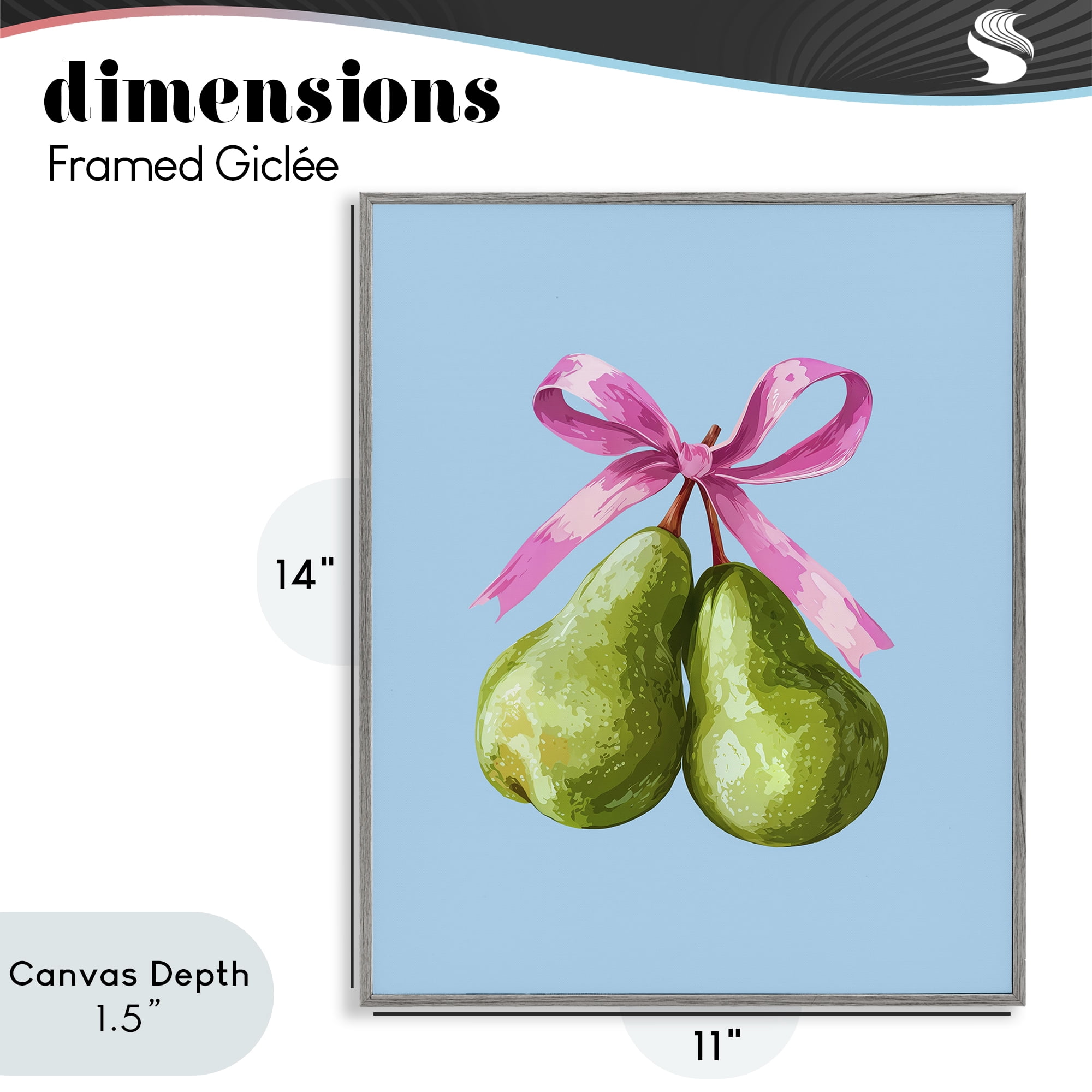 Stupell Industries Twin Pears with Ribbon Gray Framed Giclee Art, design by Imagine It Images