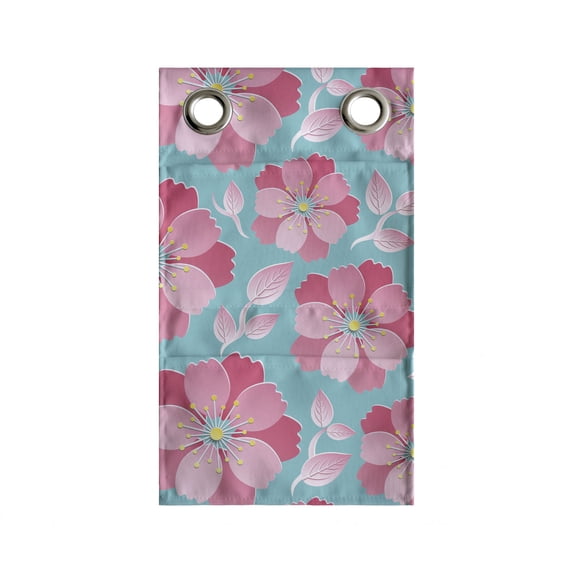 Blue and Pink Hanging Pocket Organizer, Abstract Petals and Leaves, Printed Polyester Storage Bag with Pockets, 9" x 16", Sea Blue Pink