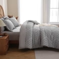 thumbnail image 4 of Sheet&Joy Comforter Full Size Set with Sheets Light Grey - 7 Pieces Bed in a Bag Full Chevron Tufted Complete Bedding Sets with Comforter, Sheets, Pillowcases & Shams, 4 of 7