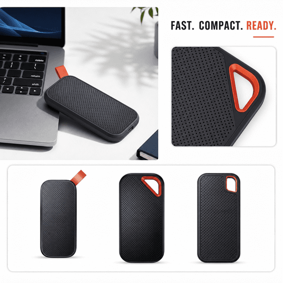 Portable External SSD, 1050MB/s Read, 1000MB/s Write NVMe Speed, Rugged Textured Design for Photographers, Video Editors & Field Professionals