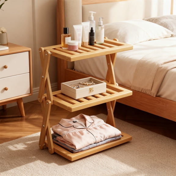 Btomtd Multi-Layer Home Organization Rack, Desktop Storage Shelf for Appliances and Teacups, Office and Living Room Display Organizer Shelves 12"W x 7"D x 15"H, 3-Tier, Khaki