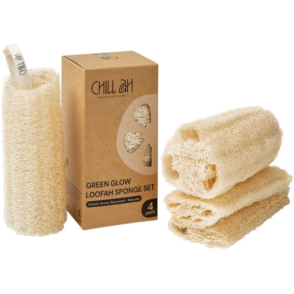 Juego de esponjas Luofah Chill Ah Natural 100% a base de plantas (paquete de 4)