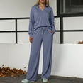 thumbnail image 2 of felwors Women's 2 Piece Lounge Sets Side Slit Outfits Wide Leg Tracksuit Comfy Loungewear Fashion Sweatsuit Purple, L, 2 of 8