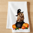 thumbnail image 4 of Versatility Halloween Kitchen Towel Owl with Witch Hat Cauldron and Pumpkins 16x24, 4 of 4