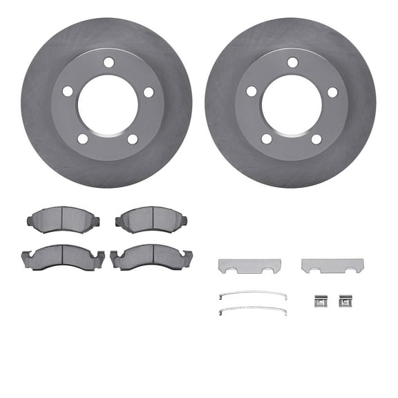 Dynamic Friction Company Front Brake Rotors with Heavy Duty Brake Pads includes Hardware 6212-99275