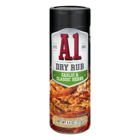 - (2 Pack) A.1. Garlic & Classic Herbs Dry Rub 4.5 oz. Shaker