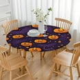 thumbnail image 3 of Halloween Pumpkin Bat Pattern Round Fitted Tablecloth with Elastic Edge,Dining Table Cover Waterproof,Outdoor Round Tablecloth for Camping,Dining,Indoor and Outdoor, 3 of 7