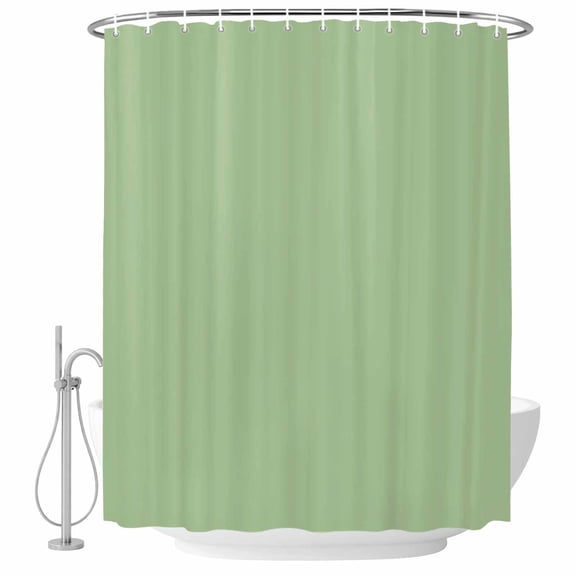 Sage Green Fabric Shower Curtain Solid Green Color Washable Shower Curtains for Bathroom, Waterproof Bath Curtain with Hooks Home Decor 36x72in