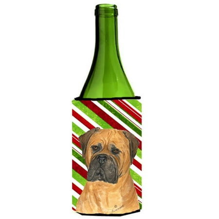 

Bullmastiff Candy Cane Holiday Christmas Wine bottle sleeve Hugger - 24 oz.
