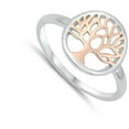 thumbnail image 4 of CHOOSE YOUR COLOR Rose Gold-Tone Tree of Life Cutout Ring .925 Sterling Silver Jewelry Female Size 11, 4 of 4