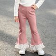 thumbnail image 2 of Rvasteizo Girls Flare Pants Cotton Fabric Lace Hem Outdoor Casual Long Pants for Kids 1-11Y 4 Years, 2 of 5
