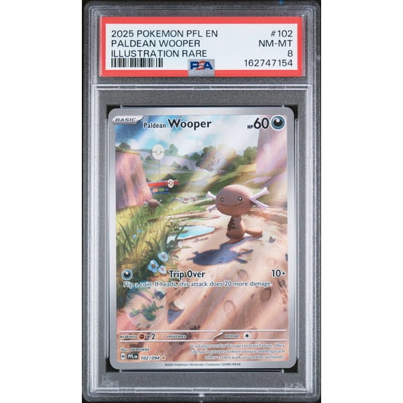 Collectible 2025 Pokemon Mega Evolution Phantasmal Flames Illustration Rare Paldean Wooper #102 PSA 8