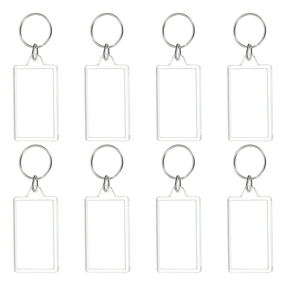 UXxcell 8Pcs Photo Frame Keyring, 6 x 3.3cm / 2.36 x 1.3 Inch Rectangle Acrylic Custom Keychain Blanks Personalized DIY Keychains for Souvenir Anniversary Holiday