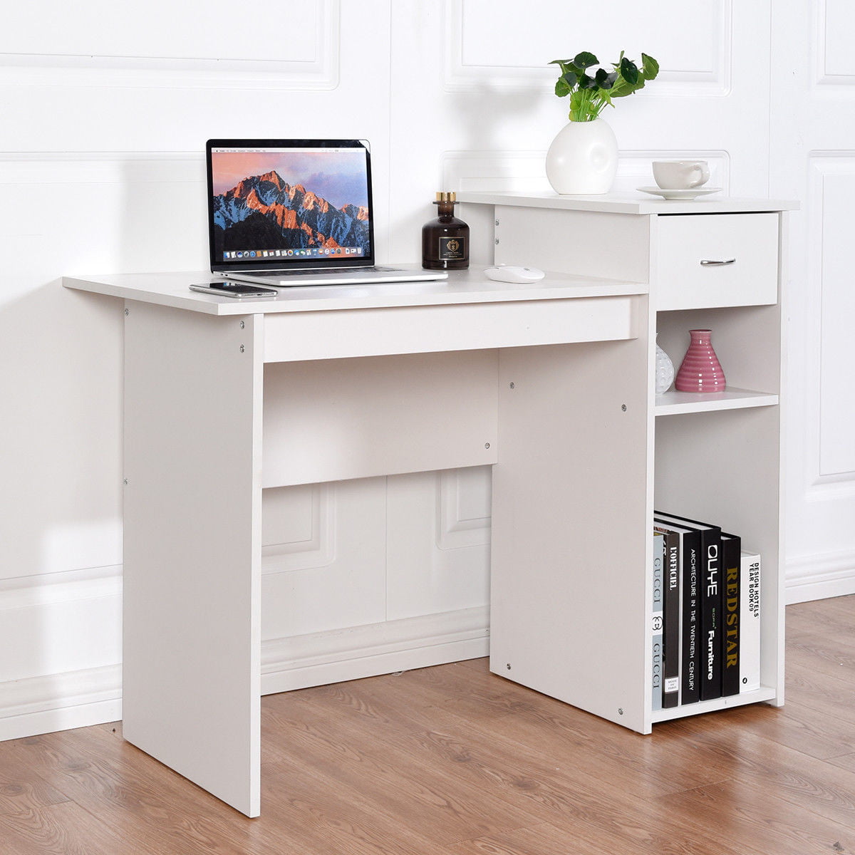 Desktop Computer Desk with Drawer and Shelf Laptop Table Home Office Furniture 