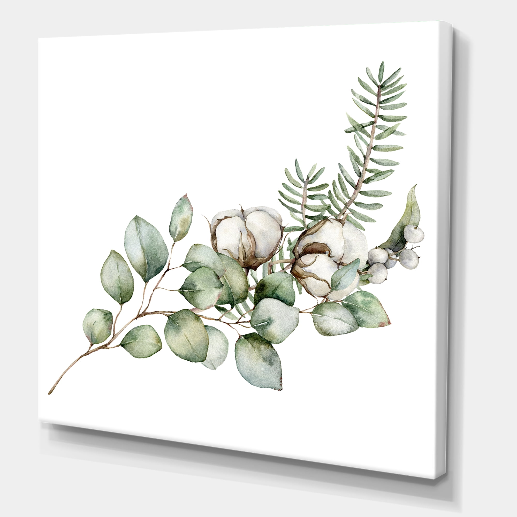 Designart ' Eucalyptus Branches With Christmas Bouquet ' Traditional Canvas Wall Art Print