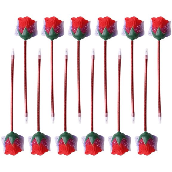 12pcs Rose Ballpoint Pen Set, Novelty Feather Rose Flower Pens Writing Ballpoint Pens Creative Stationery Pen Fun Pens for Office Supplies