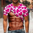 thumbnail image 2 of Penkiiy Valentine's Day Heart Print Muscle Tee Shirts for Men Funny T-Shirt with Abdominal Muscle 3D Printed Graphics 2XL Khaki, 2 of 5