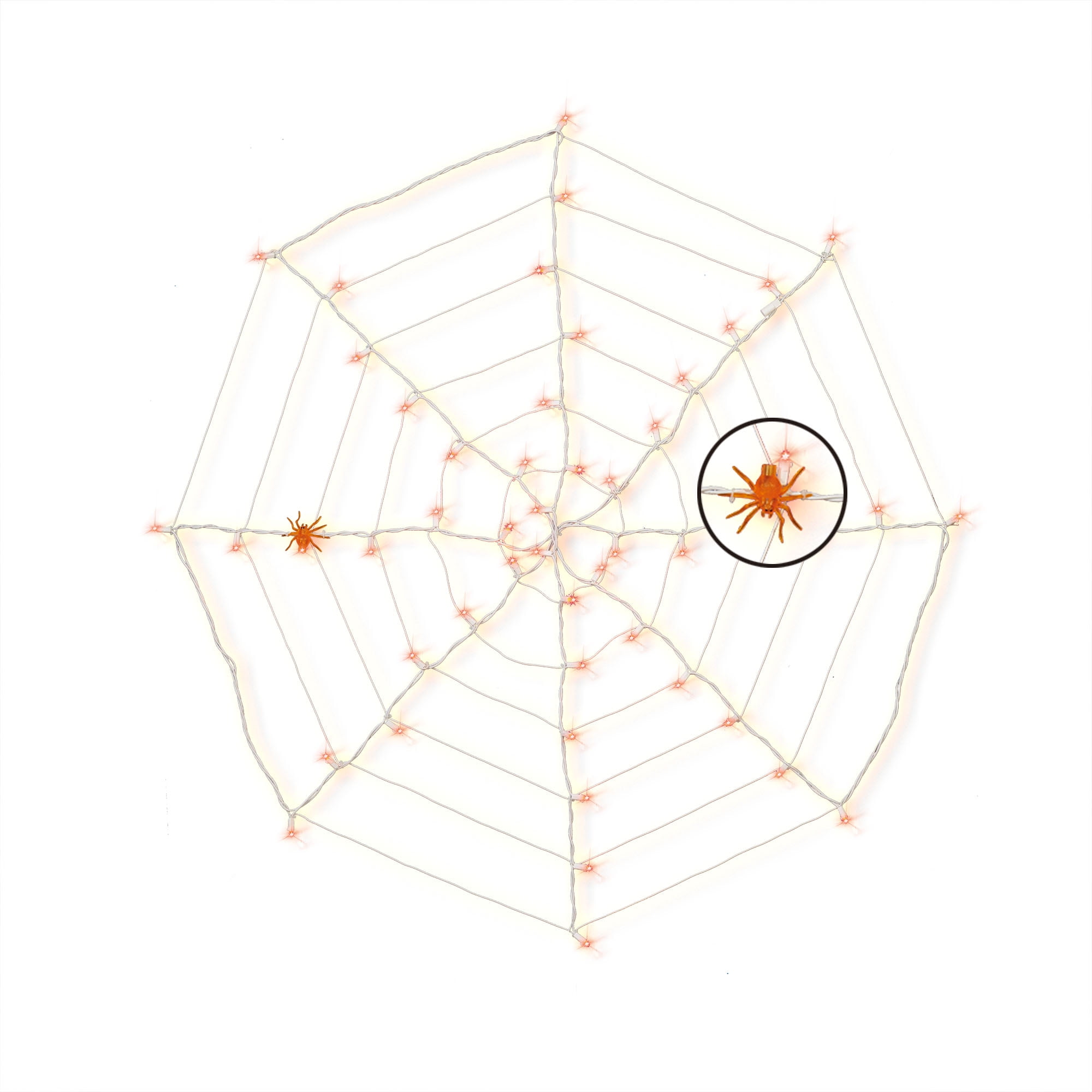 Orange LED Web Lights w/ 2 Spiders - 5 Ft