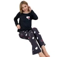 thumbnail image 2 of Women's 2-Piece Pajama Set, Long Sleeve Heart Print Sleepwear with Matching Pants, Soft Polyester Lounge Set for Nightwear, Casual Wear, 2 of 2