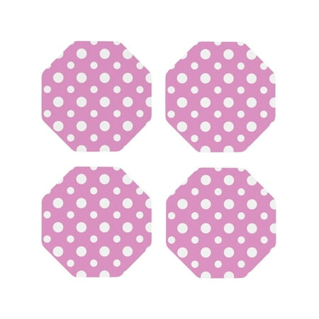 

Matuu Purple And White Polka Dot for Cup Coasters Set of 4 Leather Coasters Desk Coasters for Office Measures 4” x 4”-Octagon