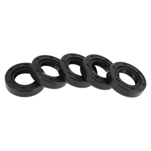 Sello de aceite universal Unique Bargains TC de doble labio con resorte de acero, sello de eje rotativo 17x30x7mm alta presión caucho NBR negro 5 Pcs