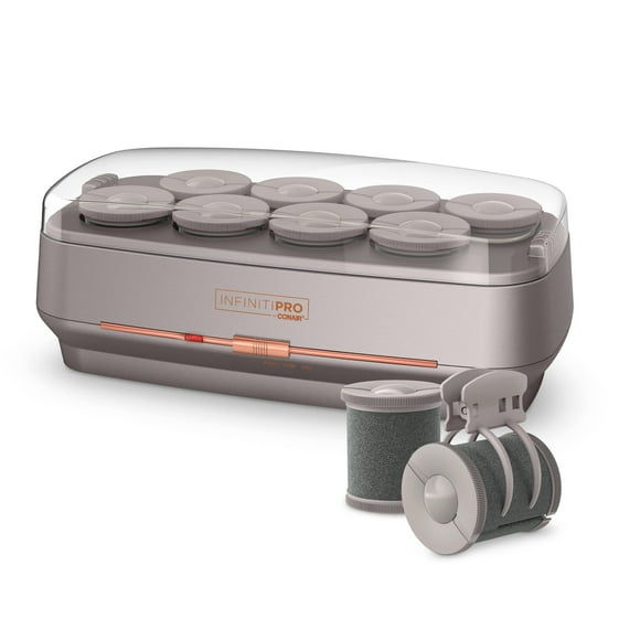 INFINITIPRO BY CONAIR Ceramic Flocked Hot Rollers for Long, Medium, and All Hair - Hair Curler - Hair Roller Clips Included - 2 inch Rollers