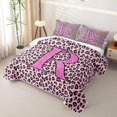 thumbnail image 3 of meiyoeat Glitter Leopard Print Letter R Quilt Full, Girls Teens, Pink Sparkle Monogrammed Full Bedspread Sets, 3pcs 1 Coverlet and 2 Pillowcases, 3 of 7