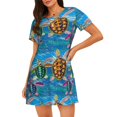 thumbnail image 1 of Balery Little Sea Turtles Camisón de manga corta con cuello redondo para mujer, cómodo y elegante., 1 of 6